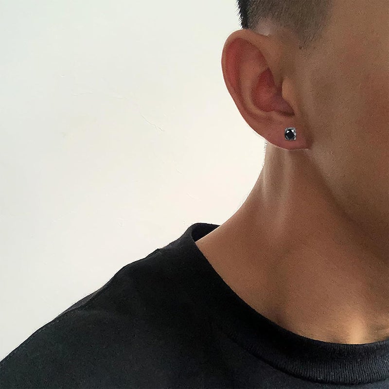 NEWITIN 6 Pairs Stainless Steel Magnetic Stud Earrings for Men Clip on Earring Magnetic Earring Unisex Non Piercing CZ Magnet Studs Diamond Earrings for Women Men - Image 5